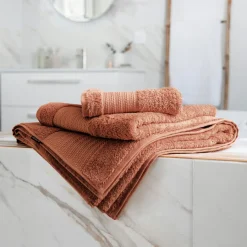 EMINZA Serviette de bain coton bio (90 x 150 cm) Méline Terracotta Clearance