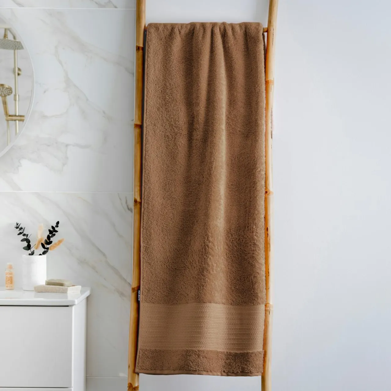 EMINZA Serviette de bain coton bio (90 x 150 cm) Méline Camel