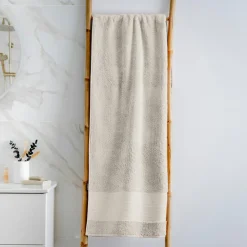 EMINZA Serviette de bain coton bio (90 x 150 cm) Méline pampa Beige Discount
