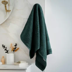 EMINZA Serviette de bain coton bio (50 x 90 cm) Méline Vert émeraude New