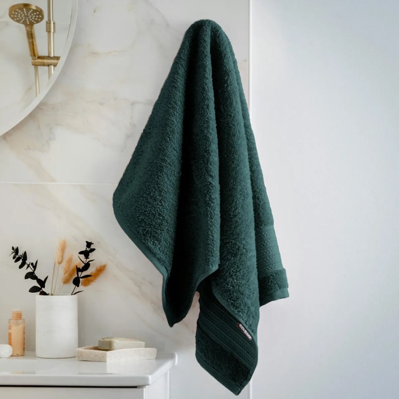 EMINZA Serviette de bain coton bio (50 x 90 cm) Méline Vert émeraude New