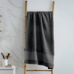 EMINZA Serviette de bain coton bio (70 x 130 cm) Méline Gris orage Gris foncé Online