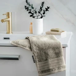 EMINZA Serviette de bain coton bio (30 x 50 cm) Méline argile Gris Outlet