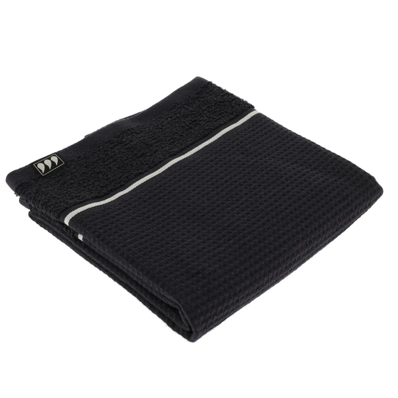 TENDANCE Serviette de bain coton nid d'abeille (50 x 90 cm) Japandi Noir Hot