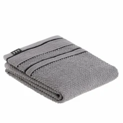 TENDANCE Serviette de bain coton (50 x 90 cm) Black Line / noir Gris New