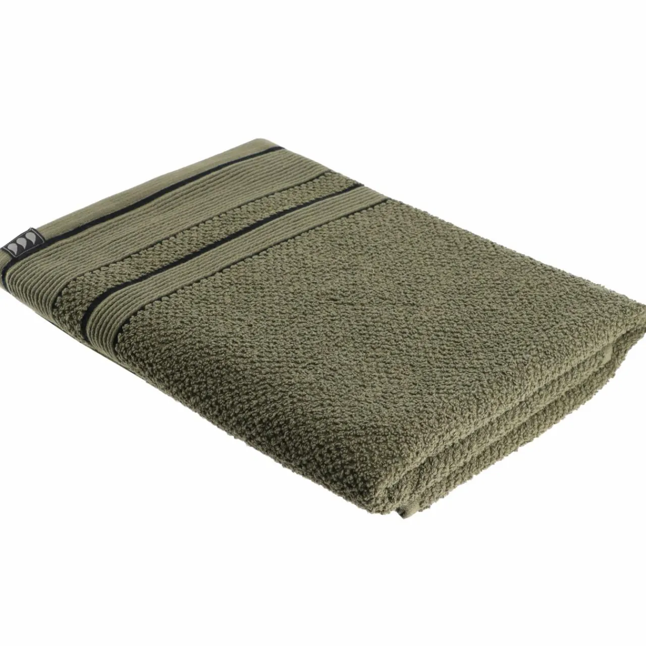 TENDANCE Serviette de bain coton (70 x 130 cm) Black Line / noir Vert kaki Online