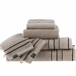 TENDANCE Serviette de bain coton (30 x 50 cm) Black Line / noir Gris ficelle Online