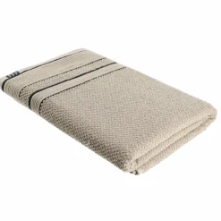 TENDANCE Serviette de bain coton (70 x 130 cm) Black Line / noir Gris ficelle
