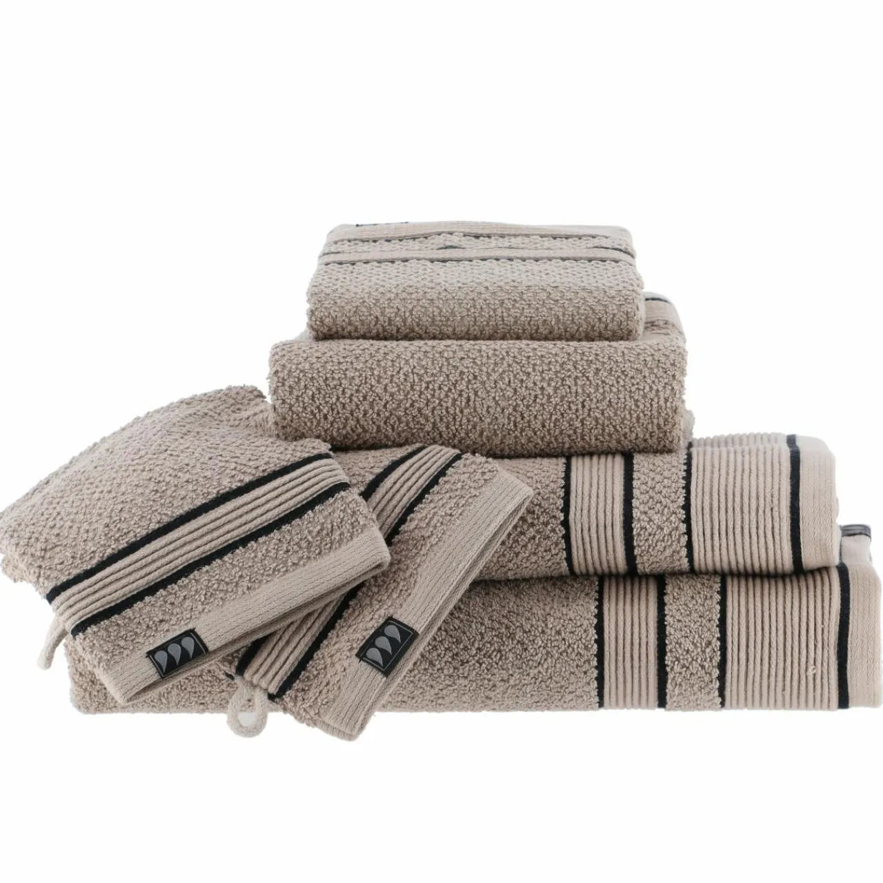 TENDANCE Serviette de bain coton (90 x 150 cm) Black Line / noir Gris ficelle Online