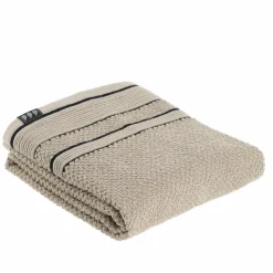 TENDANCE Serviette de bain coton (50 x 90 cm) Black Line / noir Gris ficelle Hot