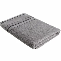 TENDANCE Serviette de bain coton (70 x 130 cm) Black Line / noir Gris Discount