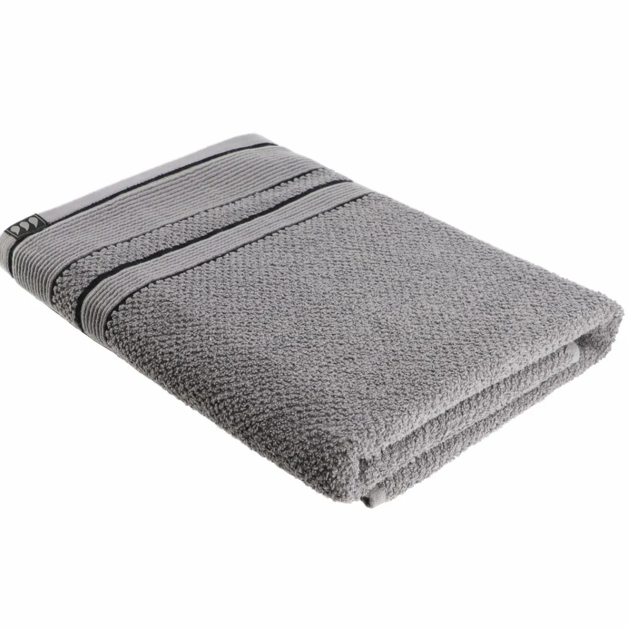 TENDANCE Serviette de bain coton (70 x 130 cm) Black Line / noir Gris Discount