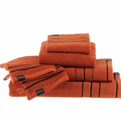 TENDANCE Serviette de bain coton (70 x 130 cm) Black Line / noir Terracotta Sale