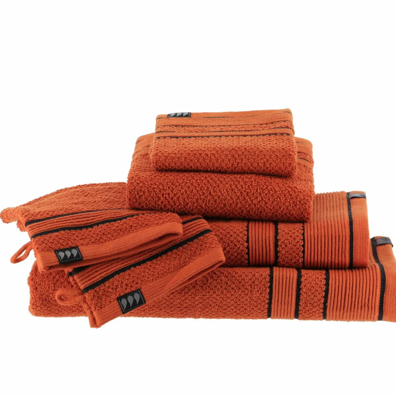TENDANCE Serviette de bain coton (70 x 130 cm) Black Line / noir Terracotta Sale