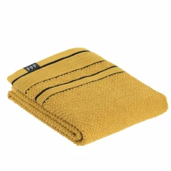 TENDANCE Serviette de bain coton (50 x 90 cm) Black Line / noir Jaune ocre Sale