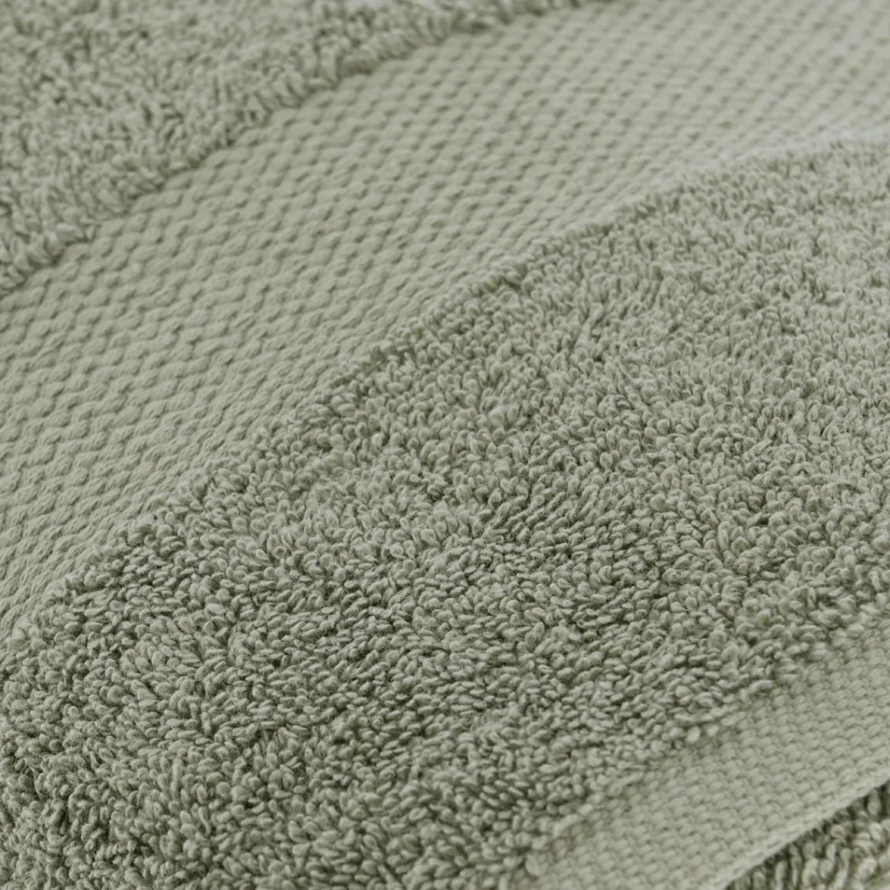 TENDANCE Serviette de bain coton (90 x 150 cm) Timeless Vert kaki New