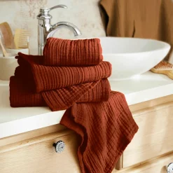 EMINZA Serviette de bain gaze de coton (50 x 90 cm) Gaïa Terracotta Online