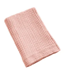 EMINZA Serviette de bain gaze de coton (70 x 130 cm) Gaïa Rose Pêche New