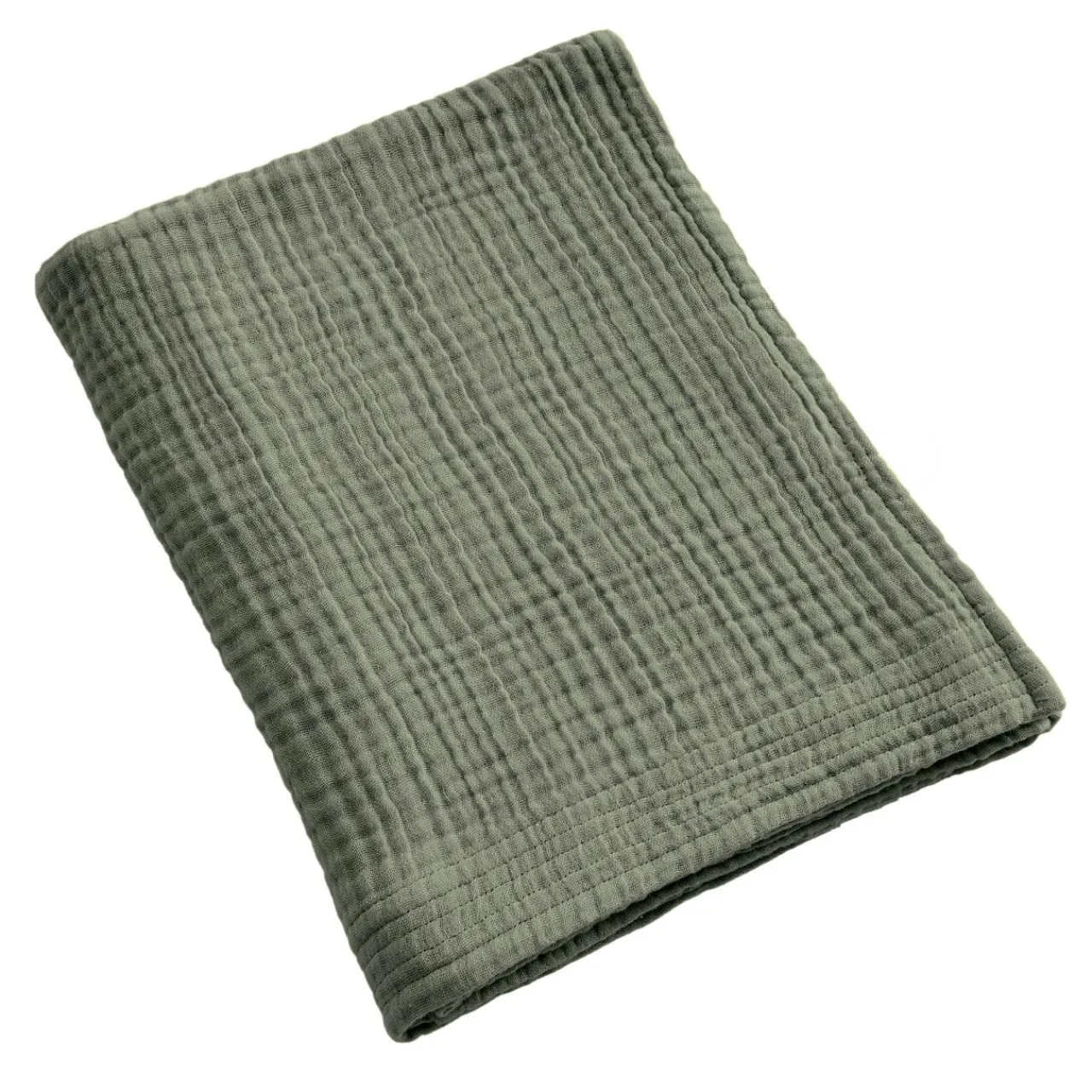 EMINZA Serviette de bain gaze de coton (90 x 150 cm) Gaïa Vert romarin New
