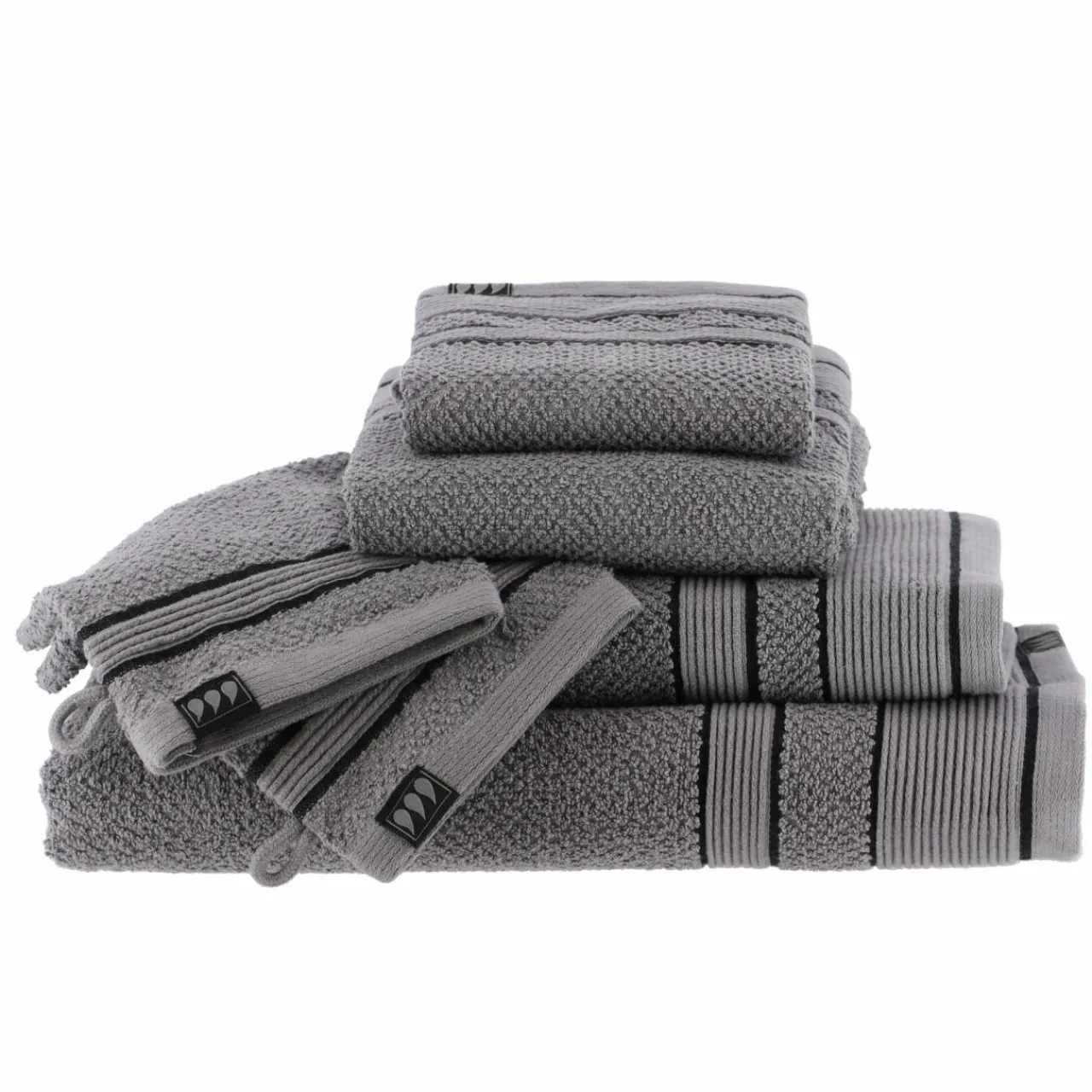 TENDANCE Serviette de bain (90 x 150 cm) Black Line / noir Gris Outlet