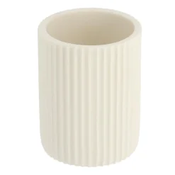 TENDANCE Set d'accessoires salle de bain résine Strié Blanc
