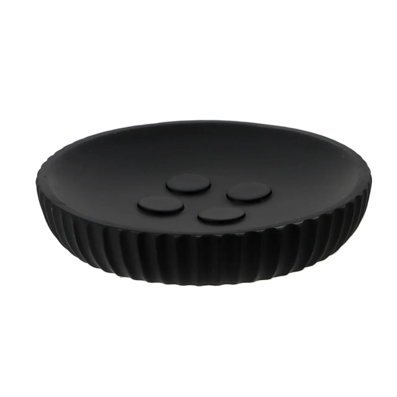 TENDANCE Set d'accessoires salle de bain résine Strié Noir Clearance
