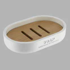 TENDANCE Set d'accessoires salle de bain Purebamboo Blanc Clearance