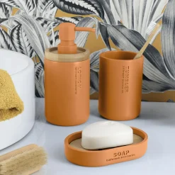 TENDANCE Set d'accessoires salle de bain Purebamboo Jaune moutarde Discount