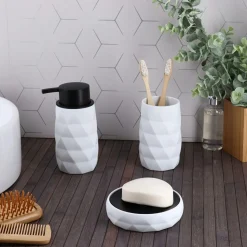 TENDANCE Set d'accessoires salle de bain Rubby Blanc Clearance
