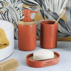 TENDANCE Set d'accessoires salle de bain Purebamboo Terracotta Sale