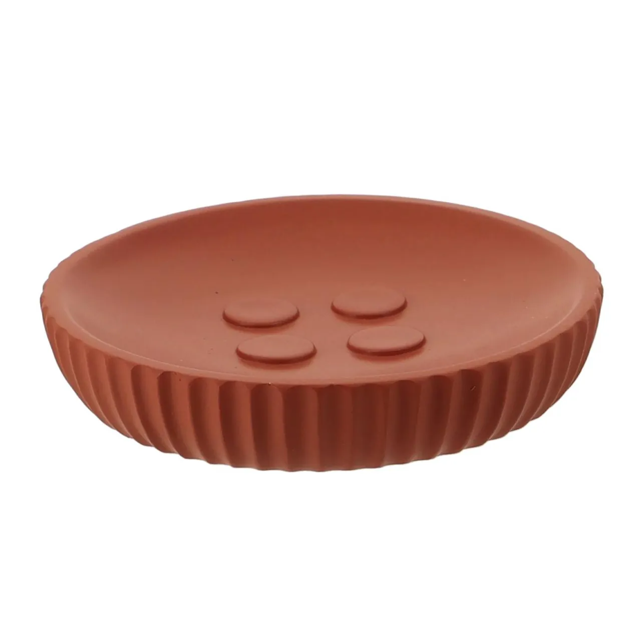 TENDANCE Set d'accessoires salle de bain résine Strié Terracotta