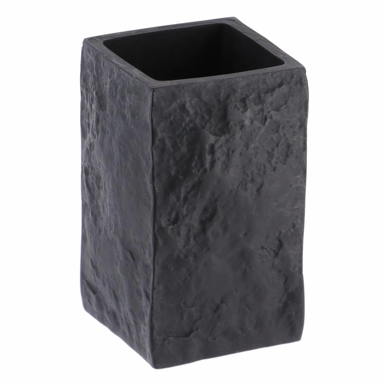 TENDANCE Set d'accessoires salle de bain Effet Pierre Noir Discount