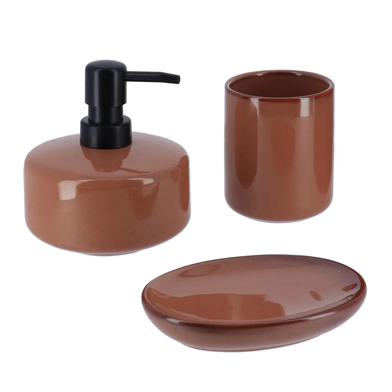 TENDANCE Set d'accessoires salle de bain grès laqué Season color Ambre Best