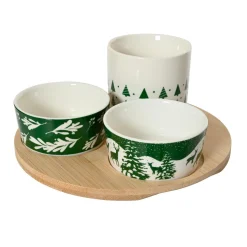 KAEMINGK Set à tapas 3 bols (D20 cm) Forêt enneigée et blanc Vert New