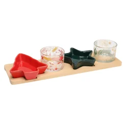 KOOPMAN Set à tapas 7 pièces en porcelaine (10 x 33 cm) Christmas time Multicolore Outlet