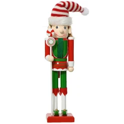 KAEMINGK Soldat Casse-noisette en bois (H30 cm) Lutin du Père Noël et vert Rouge Discount