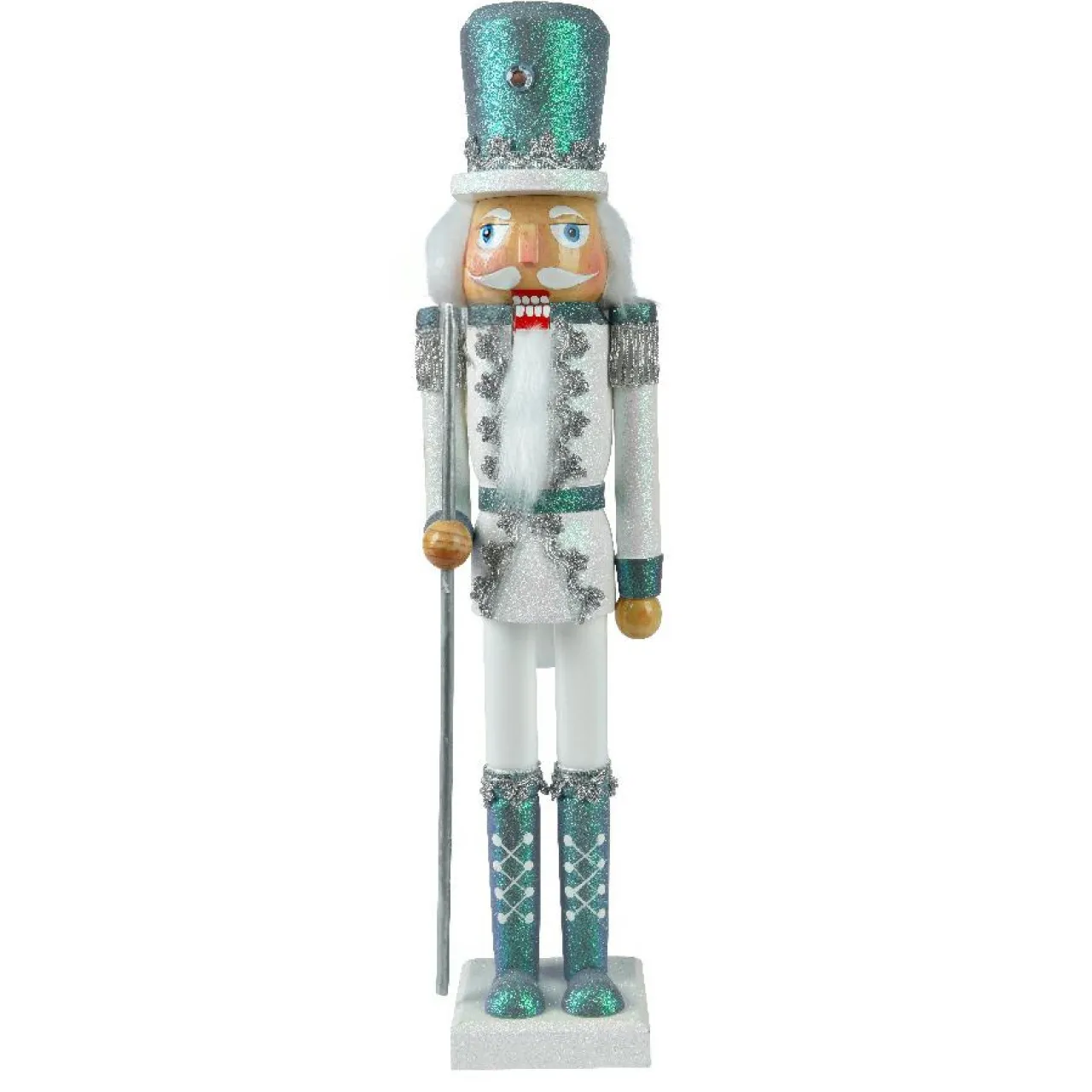 KAEMINGK Soldat Casse-noisette en bois (H51 cm) Noé pailleté glacé Bleu New