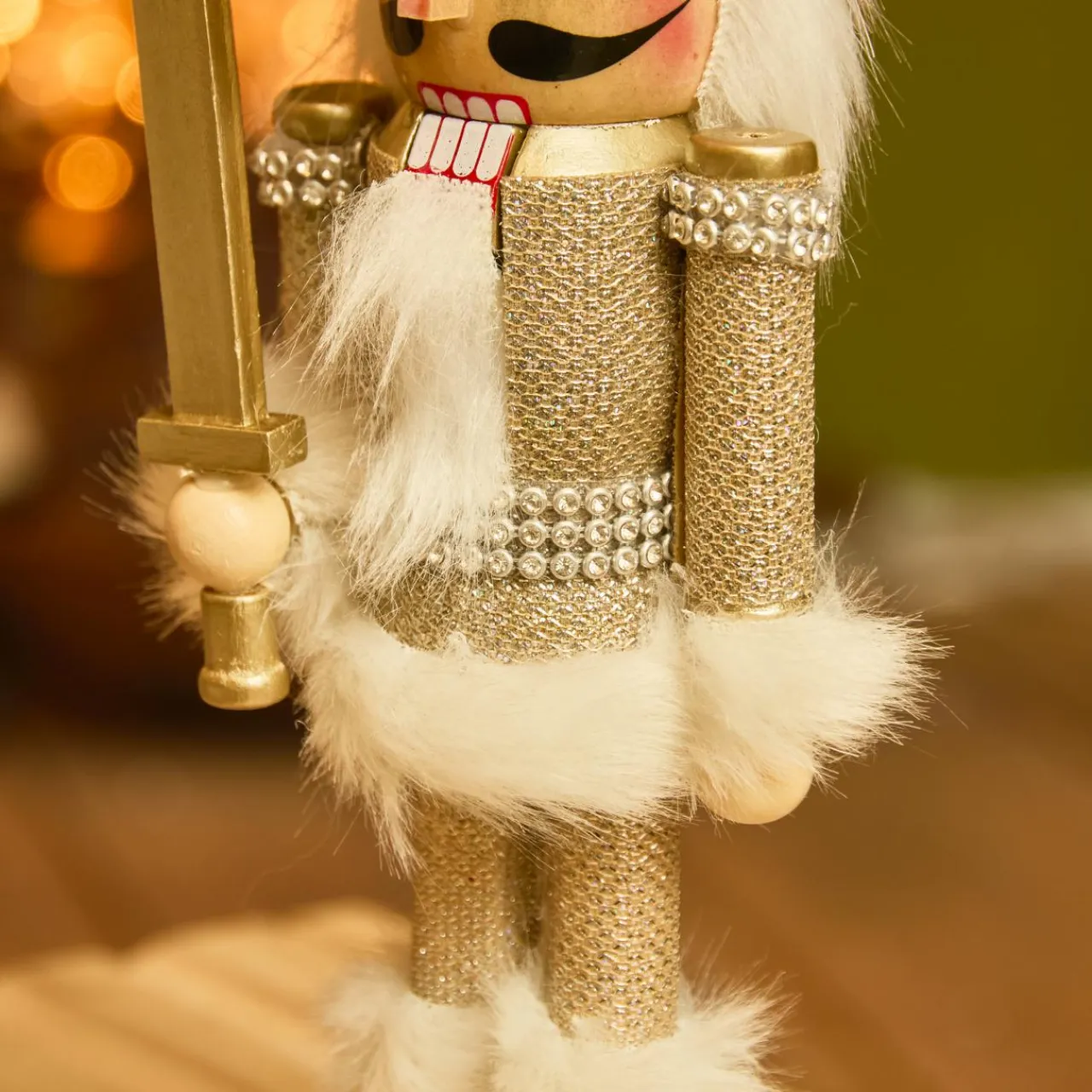 KAEMINGK Soldat Casse-noisette en bois (H25 cm) Chevalier Champagne Or Clearance