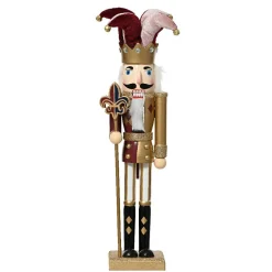 KAEMINGK Soldat casse-noisette en bois (H40 cm) Arlequin Lie de vin Bordeaux New