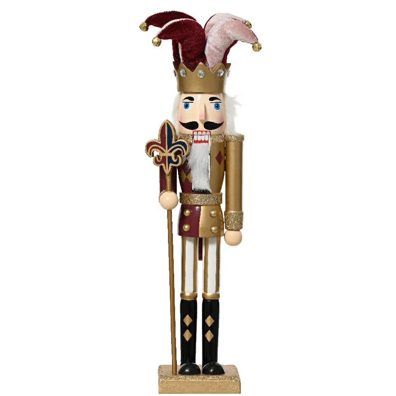 KAEMINGK Soldat casse-noisette en bois (H40 cm) Arlequin Lie de vin Bordeaux New
