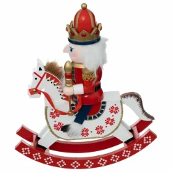 Feeric Lights & Christmas Soldat casse-noisette (H29 cm) Cheval à bascule Rouge New