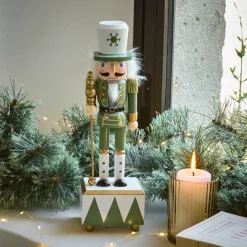 KAEMINGK Soldat Casse-noisette Musical en bois (H30 cm) Edouard Impérial et blanc Vert Hot