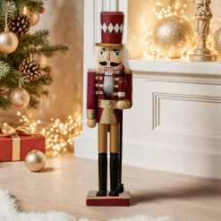 KAEMINGK Soldat Casse-noisette Musical en bois (H38 cm) Edouard Impérial Lie de vin Bordeaux