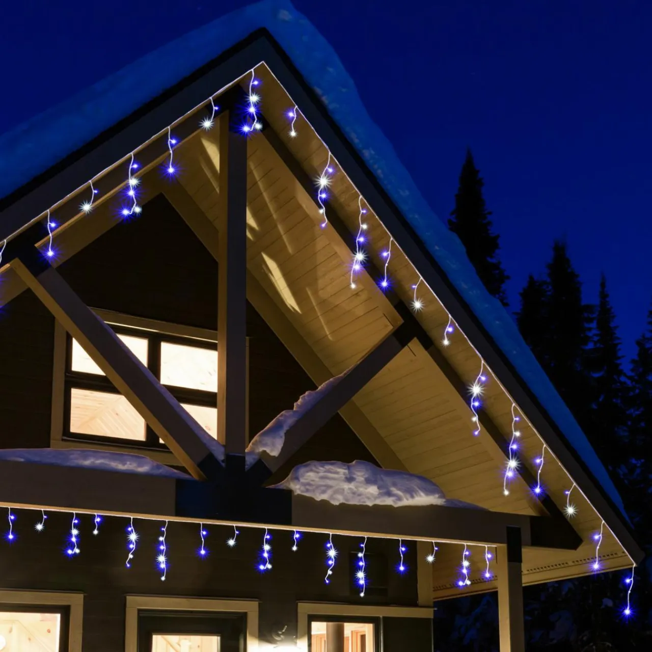 EMINZA Stalactite lumineuse 7,50 m 175 LED câble blanc Stars Bicolore Bleu et blanc froid Bicolore Bleu / Blanc froid - câble blanc Discount