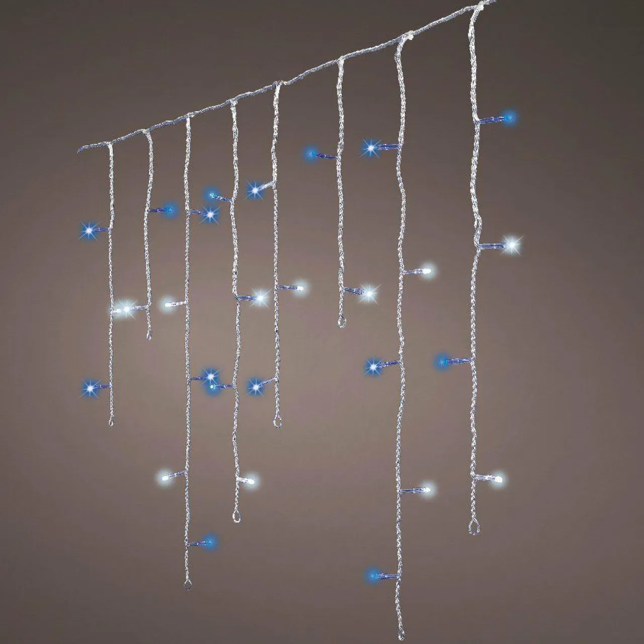 EMINZA Stalactite lumineuse 7,50 m 175 LED câble blanc Stars Bicolore Bleu et blanc froid Bicolore Bleu / Blanc froid - câble blanc Discount