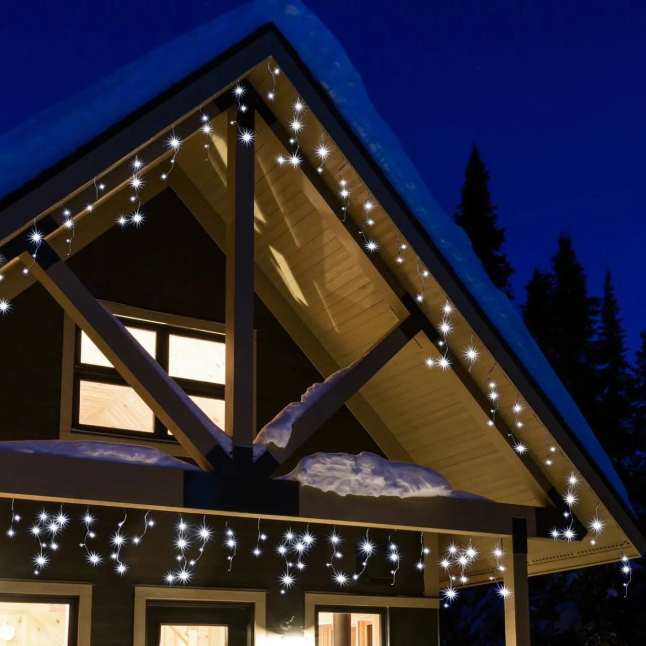 EMINZA Stalactite lumineuse 11 m 259 LED câble blanc Stars Blanc froid Blanc Froid - câble blanc Best
