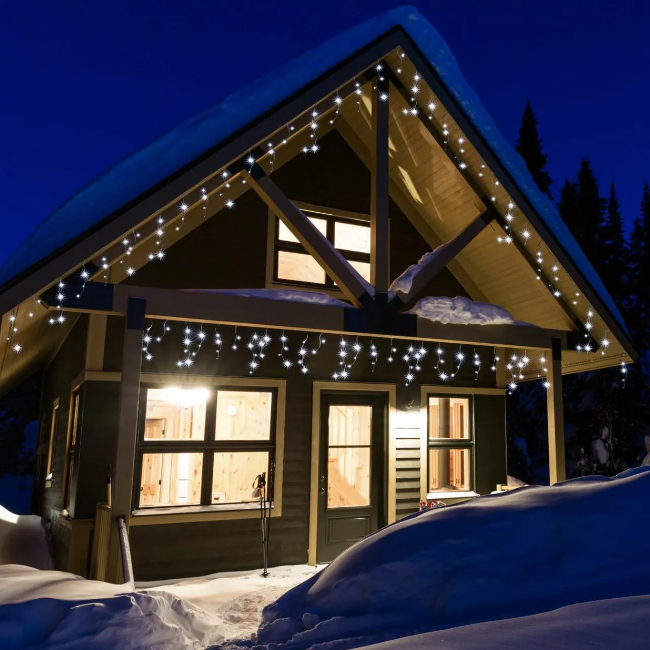 EMINZA Stalactite lumineuse 11 m 259 LED câble blanc Stars Blanc froid Blanc Froid - câble blanc Best