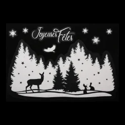 FEERIC LIGHTS Sticker de Noël pour fenêtre Paysage pailleté Blanc Hot
