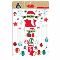 CHRISTMAS INSPIRATIONS Stickers pour fenêtre Disney Star Wars Yoda Rouge New