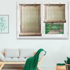 LUANCE Store enrouleur à baguettes (90 x 180 cm) Bambou Gris Outlet